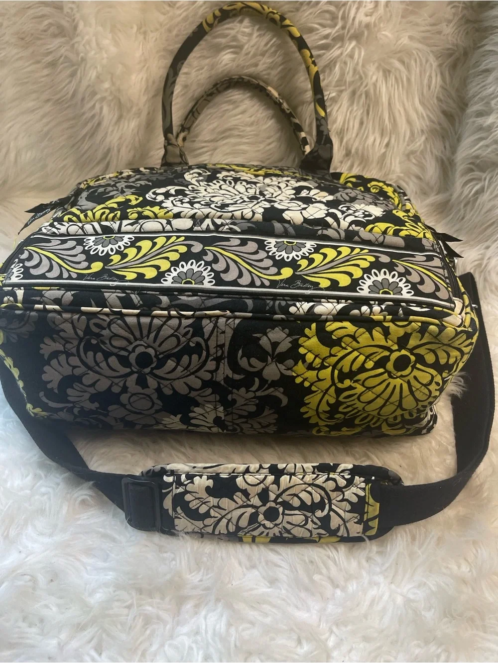 Vera Bradley Quilted Floral - Black & Yellow large laptop bag